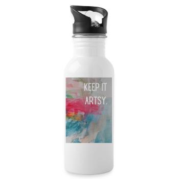 Keep it artsy.  - Trinkflasche mit integriertem Trinkhalm - Weiß - Rechts