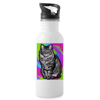 chat - Gourde avec paille intégrée - blanc - Droite