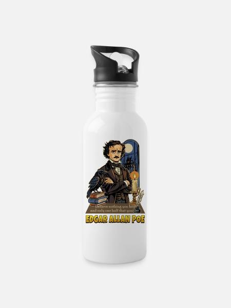 Allan Poe - Trinkflasche mit integriertem Trinkhalm - Weiß
