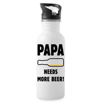Papa Needs More Beer! (Vater Papi Bier / POS 2C) - Trinkflasche mit integriertem Trinkhalm - Weiß - Rechts