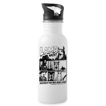Lama Horror Szene Comic Grusel Design - Trinkflasche mit integriertem Trinkhalm - Weiß - Rechts