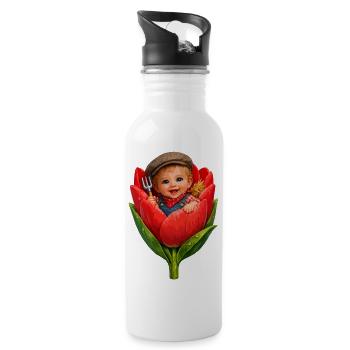 Baby in Tulip Bud - Water bottle with straw - white - Right