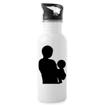 Silhouette familiale Les parents Enfants aiment ensemble - Gourde avec paille intégrée - blanc - Droite