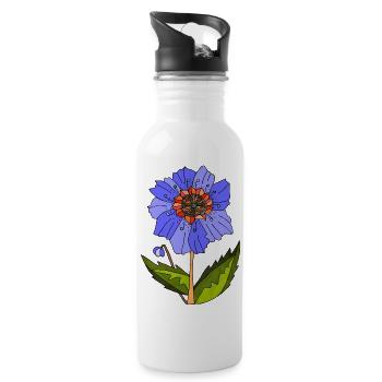 Blume - Trinkflasche mit integriertem Trinkhalm - Weiß - Rechts