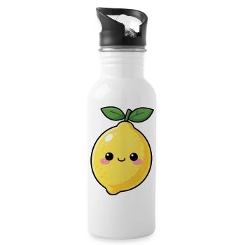 Cadeau au citron de Kawaii - Gourde avec paille intégrée - blanc - Droite
