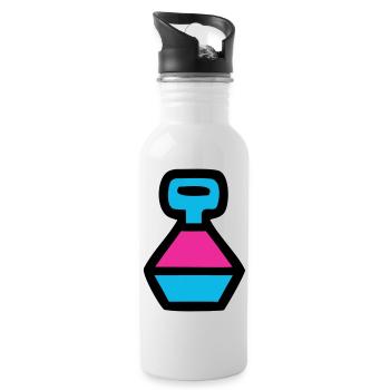  Retro Trinkflasche 90er Pop Art - Trinkflasche mit integriertem Trinkhalm - Weiß - Rechts