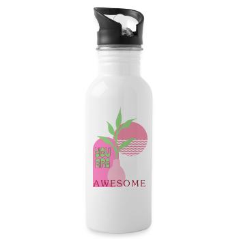 You are awesome  - Trinkflasche mit integriertem Trinkhalm - Weiß - Rechts