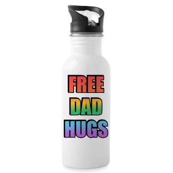 Papa libre fait des câlins arc-en-ciel pour la fierté LGBT - Gourde avec paille intégrée - blanc - Droite