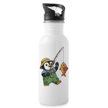 Penguin Angler - Water bottle with straw - white - Right