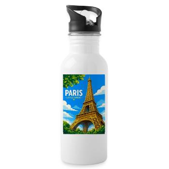 Paris Ville Lumière - Gourde avec paille intégrée - blanc - Droite
