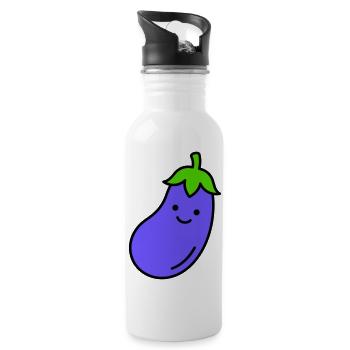 aubergine - Gourde avec paille intégrée - blanc - Droite