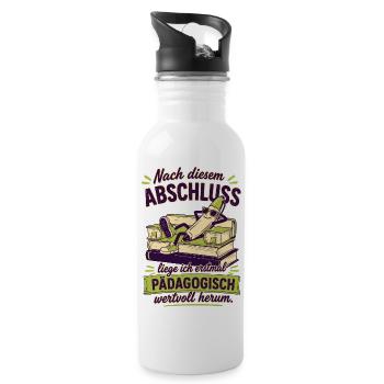 Pädagogisch Wertvoll Herumliegen - Trinkflasche mit integriertem Trinkhalm - Weiß - Rechts