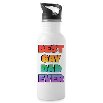 Best Gay Dad Ever Rainbow - Water bottle with straw - white - Right