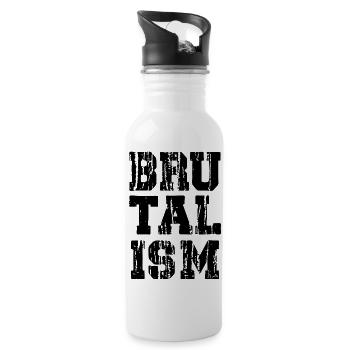 Brutalism Distressed and Bold typography - Water bottle with straw - white - Right