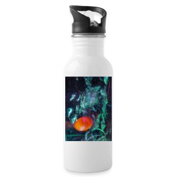 Neon-Nebel mit orangefarbenem Kern - Trinkflasche mit integriertem Trinkhalm - Weiß - Rechts
