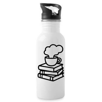 Books, Coffee, Reading, Book Club, Bookworm, Tea - Water bottle with straw - white - Right