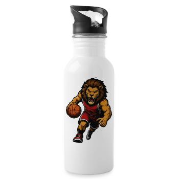 Lion Basketball Mascot - Water bottle with straw - white - Right