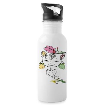 Girl with lemons as earrings - Water bottle with straw - white - Right