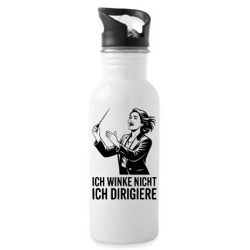 Ich winke nicht ich dirigiere für Chorleiterin - Trinkflasche mit integriertem Trinkhalm - Weiß - Rechts