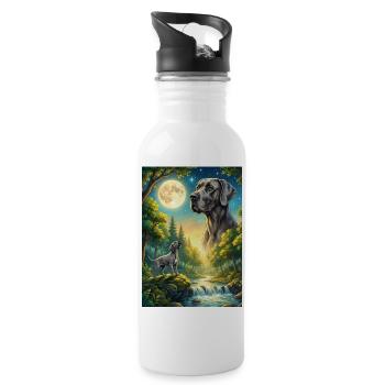 Hurler au chien mème de la Lune Grand Danois - Gourde avec paille intégrée - blanc - Droite