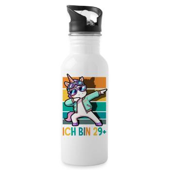 Ich Bin 29 Plus Einhorn Geburtstag - Trinkflasche mit integriertem Trinkhalm - Weiß - Rechts