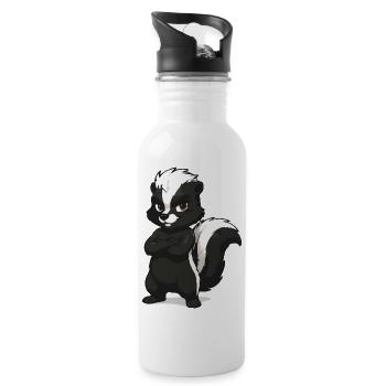 Confident Skunk Mascot - Water bottle with straw - white - Right