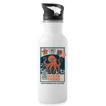 Ocean Friend - Water bottle with straw - white - Right