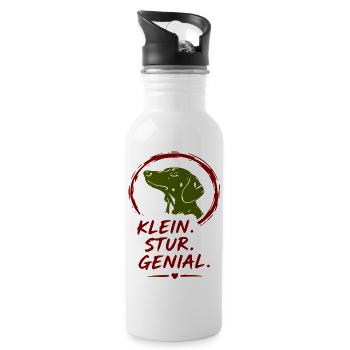 Kleiner Hund Stur Genial - Trinkflasche mit integriertem Trinkhalm - Weiß - Rechts
