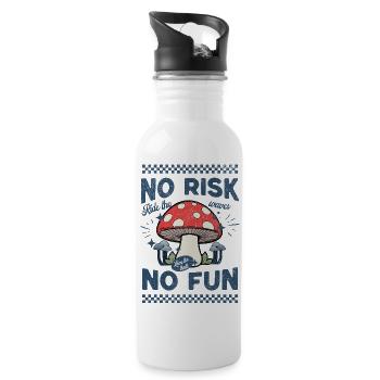 Mushroom motif: Ride the waves - Water bottle with straw - white - Right