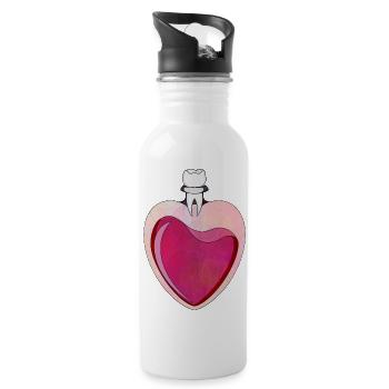 Neon Herz mit Zahndesign - Trinkflasche mit integriertem Trinkhalm - Weiß - Rechts