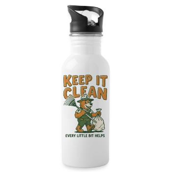 Keep It Clean Bear Clean-Grafik - Trinkflasche mit integriertem Trinkhalm - Weiß - Rechts