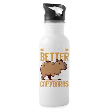 La vie est meilleure avec les capybaras - Mignon rongeur - Gourde avec paille intégrée - blanc - Droite