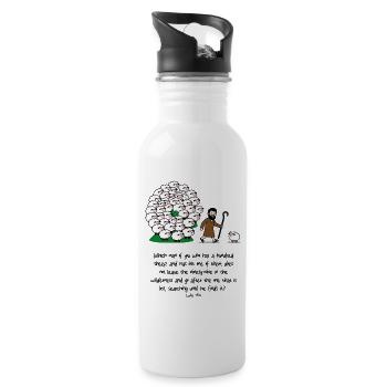Hirte und Herde: komische Szene - Trinkflasche mit integriertem Trinkhalm - Weiß - Rechts