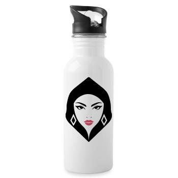 BW Woman Geometrische Schönheit, die Aufmerksamkeit erregt - Trinkflasche mit integriertem Trinkhalm - Weiß - Rechts