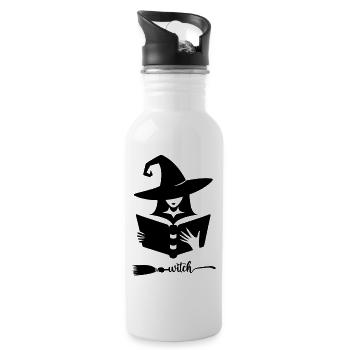 Hexe – Hexengeschenk - Trinkflasche mit integriertem Trinkhalm - Weiß - Rechts