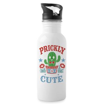 Prickly but Cute Kaktus - Trinkflasche mit integriertem Trinkhalm - Weiß - Rechts