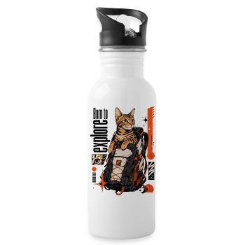 Born to Explore – Adventure Bengal Cat - Water bottle with straw - white - Right