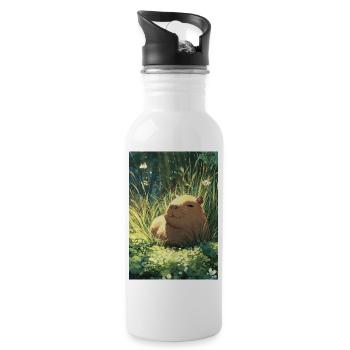 Sun hamster in the grass - Water bottle with straw - white - Right
