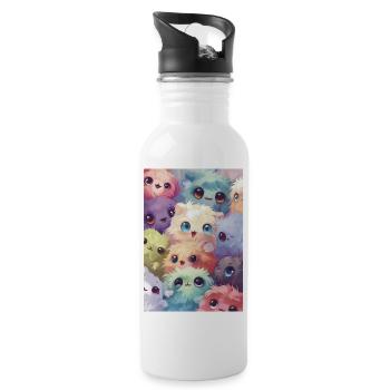 Adorable multicolored plush toys - Water bottle with straw - white - Right