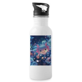 Axolotl Abyssal Fairy Fish - Water bottle with straw - white - Right