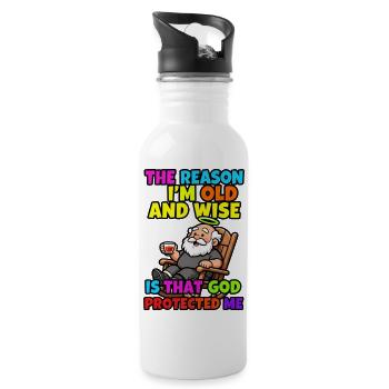 The reason I'm old and wise - Water bottle with straw - white - Right