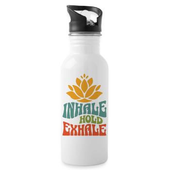 Namasté Lotus Flower Bohème Méditation Yoga Vintage - Gourde avec paille intégrée - blanc - Droite