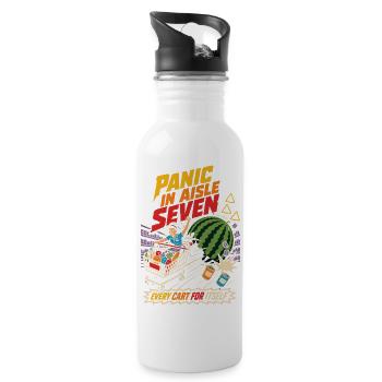 Panic in Gear Seven Shopping Cart Humor - Water bottle with straw - white - Right