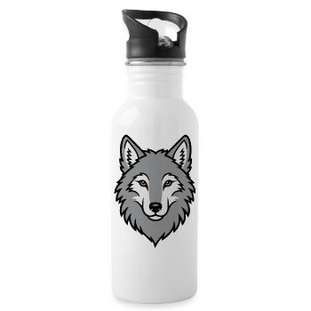 Grauer Wolf Kopf Wildnis Natur Tier - Trinkflasche mit integriertem Trinkhalm - Weiß - Rechts