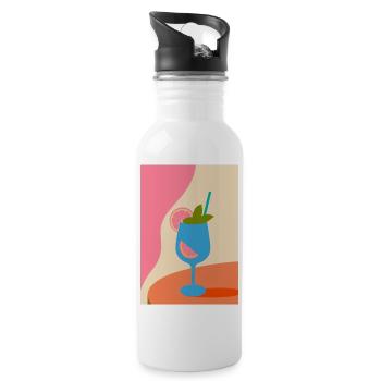 Bunter Cocktail mit Zitrone und Minze –Sommerdrink - Trinkflasche mit integriertem Trinkhalm - Weiß - Rechts