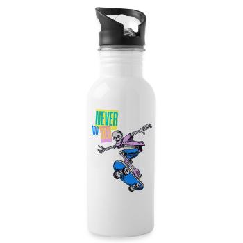 Oldschool Skater – Never too old - Trinkflasche mit integriertem Trinkhalm - Weiß - Rechts