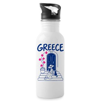 Griechischer Sommer - Trinkflasche mit integriertem Trinkhalm - Weiß - Rechts