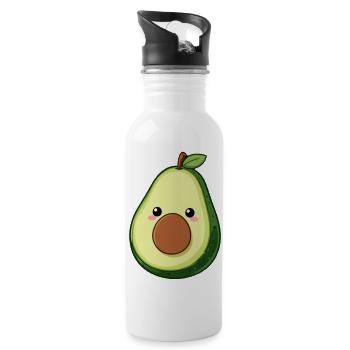 Lustige Kawaii Avocado Geschenk Veganer Vegetarier - Trinkflasche mit integriertem Trinkhalm - Weiß - Rechts