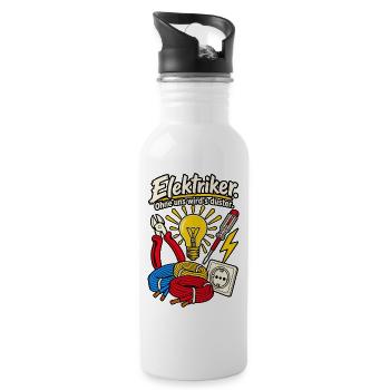 Elektriker Ohne uns wird's duster - Trinkflasche mit integriertem Trinkhalm - Weiß - Rechts