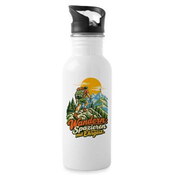Wandern Spazieren mit Ehrgeiz - Trinkflasche mit integriertem Trinkhalm - Weiß - Rechts